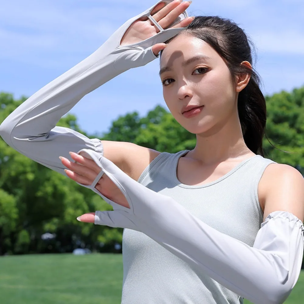

Elastic Protect Hand Ice Silk Sleeves Anti-UV Arm Covers Sunscreen Sleeve Full Wrap UV Insulation Cycling Sleeve Gloves Women