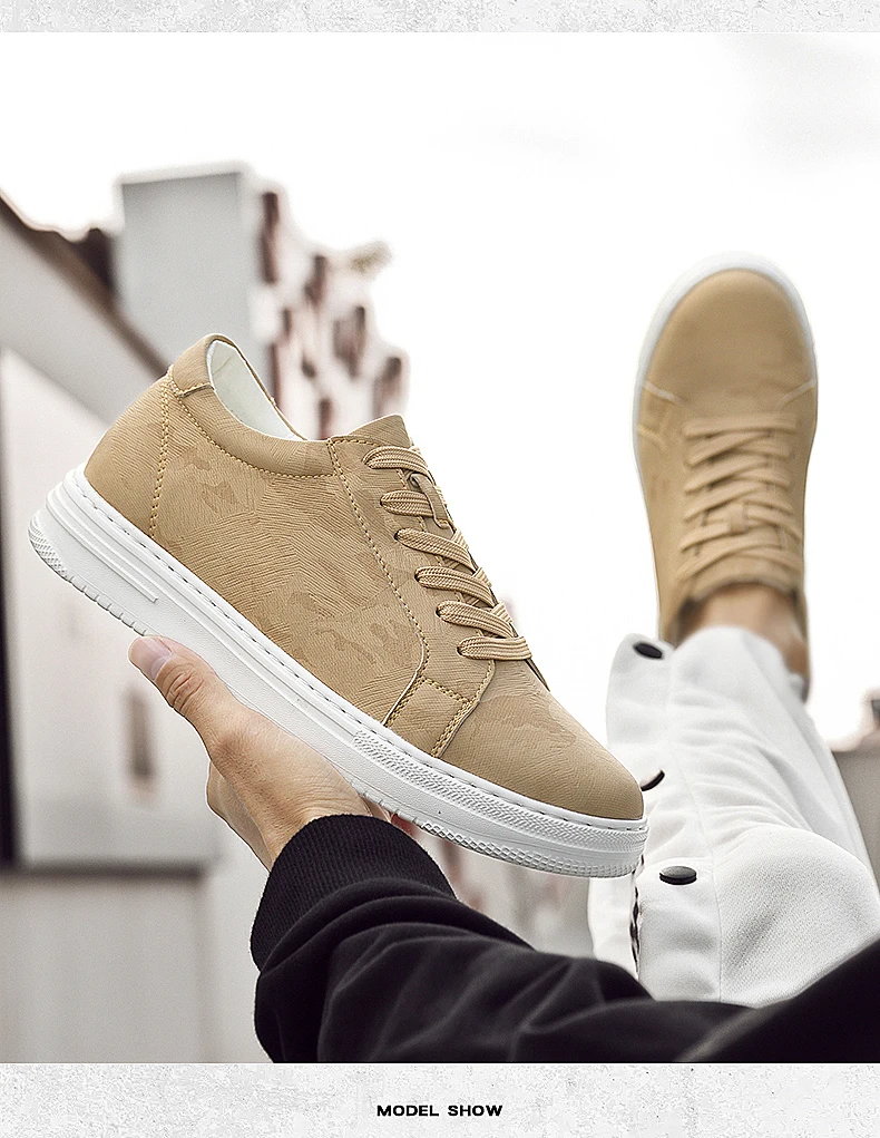 Breathable Outdoor Elevator Sneakers Men Shoes PU Leather Height Increasing Casual Shoes Walking Footwear Men Lift Sports Shoes