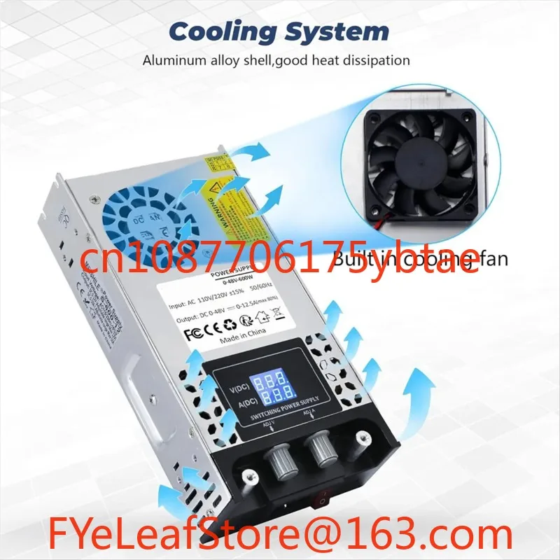 

AC to DC Converter 60V DC Power Supply Adjustable 0-60V 0-10A SMPS Max 600W Switching Power Supply US Plug