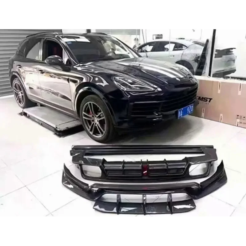 

Real Carbon Fiber Body Kit For Porsche Cayenne 2018-2022 Front Bumper Lip Splitters Rear Diffuser Side Skirt Spoiler