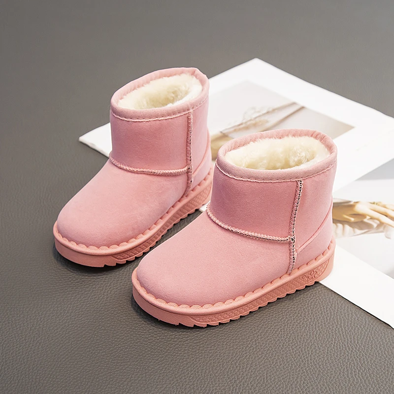 Botas de nieve impermeables para niños y niñas, zapatos antideslizantes y cálidos, zapatos de algodón de felpa para correr, Invierno