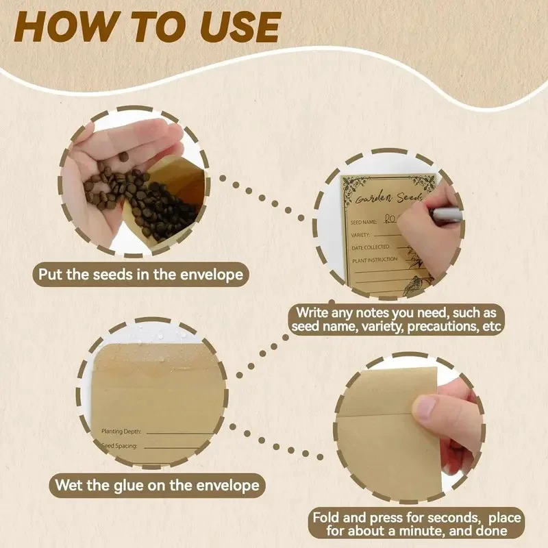 50/100pcs Seed Envelopes 4.72 * 3.15 inch Small Envelope Collection Vegetable Plant Garden Seeds