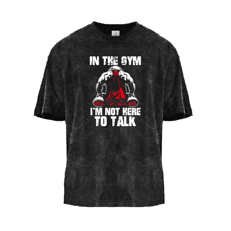 Mens Fashion Korean Brand Trend Gym Antique Style Short Sleeve T-Shirt Casual Cool Running Clothing Hip Hop Bodybuilding Tshirt