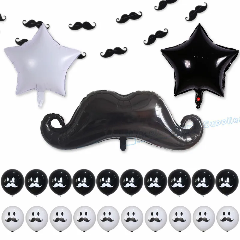 1 Set Mustache Balloon black beard Christmas balloon Kids Little Baby Shower Balloons Boy Toys Man Birthday Party Decor Supplies image 5