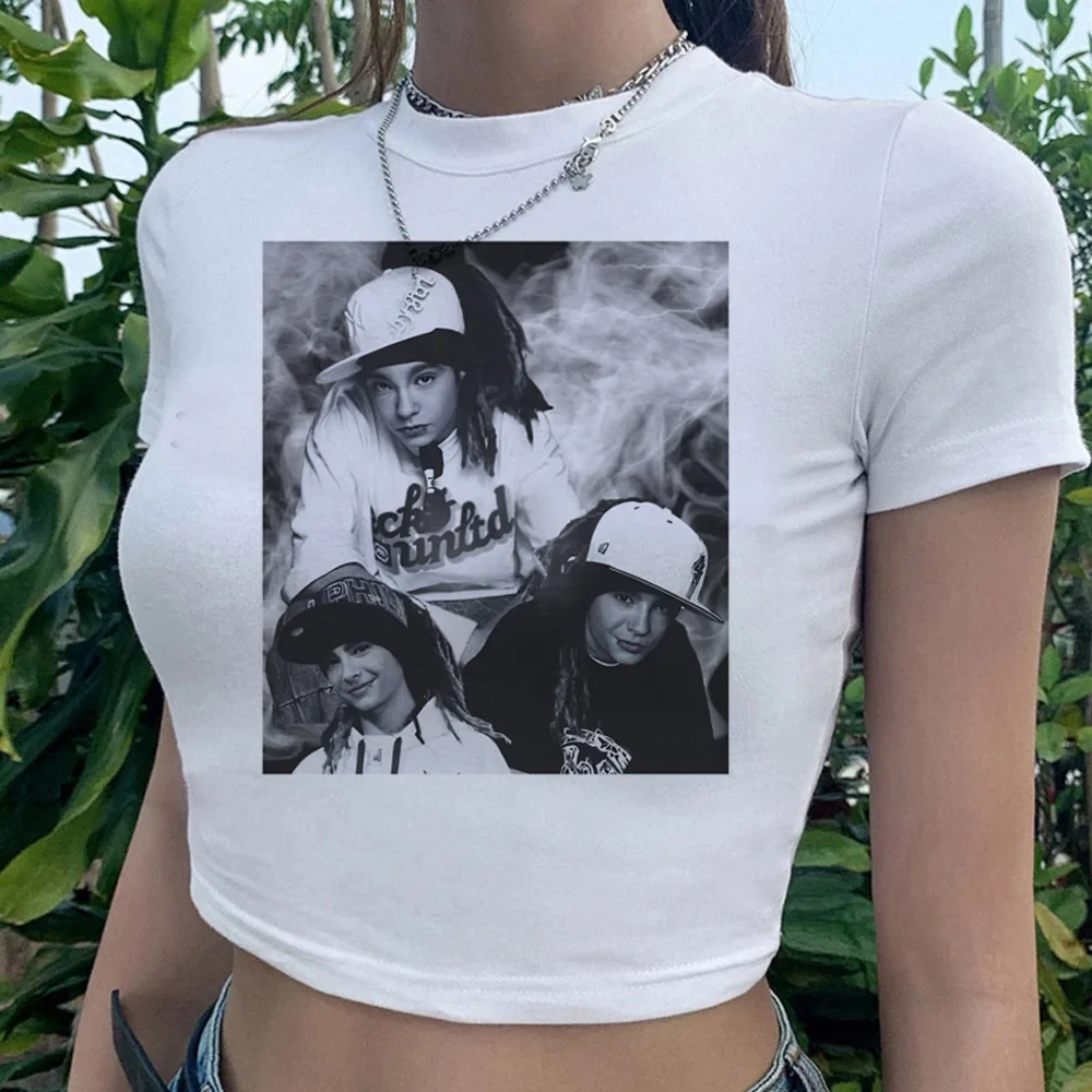 Tokio Hotel goth T Shirt Crop Top Women Fashion Summer Hip Hop Tops T-shirt Unisex Rock Band Y2k Graphic Tees Female Tshirt Crop