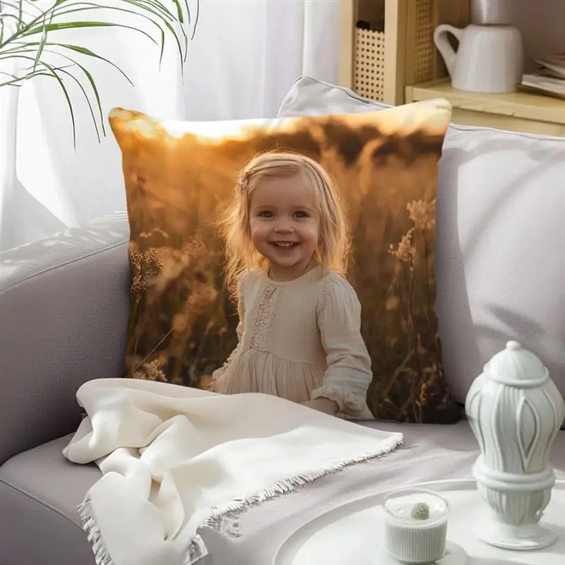 Benutzerdefinierte Kissenbezug mit Bildern Logo DIY individuelle Wurfkissenbezug Home dekorative Hochzeit Haustiere Baby Print Kissenbezug – Detail 2