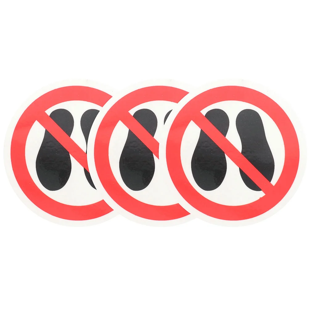 3 Pcs Do Not Step on Stickers Logo Here Warning Sign Safety The Round Pet Pp Decals