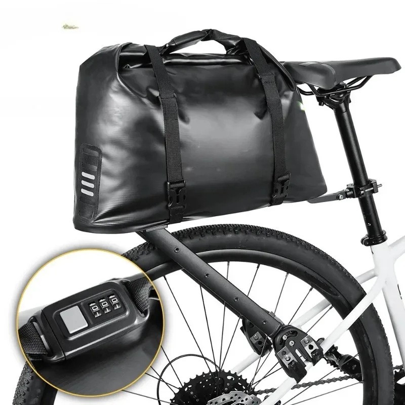 Non-porous general aluminum alloy bicycle rear shelf with lock rear seat bag rear tail frame long-distance riding duffel bag