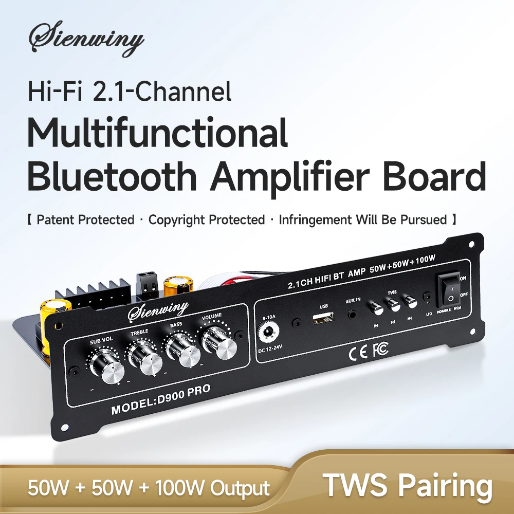 21チャンネルオーディオアンプボード、ワイヤレス、54、50w-50w-100w、aux-usb入力、低音・高音調整機能付き、diy用ホームスピーカー向け。