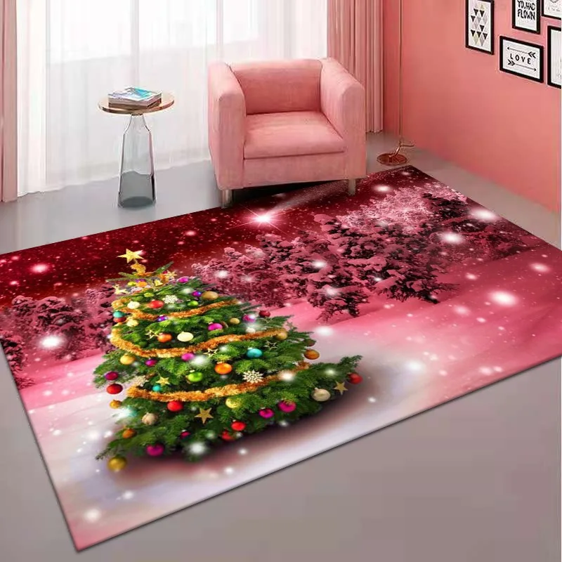 VIKAMA Red Santa Claus Carpet For Living Room Sofa Coffee Table Bedroom Bedside Rug Soft And Cool For Festive Decoration