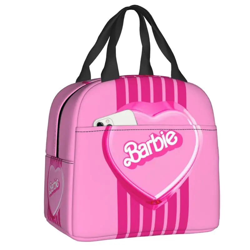 Custom Barbie Lunch Bag Waterproof Thermal Cooler Insulated Bento Box For Women Work School Beach Camping Travel Food Tote Bags