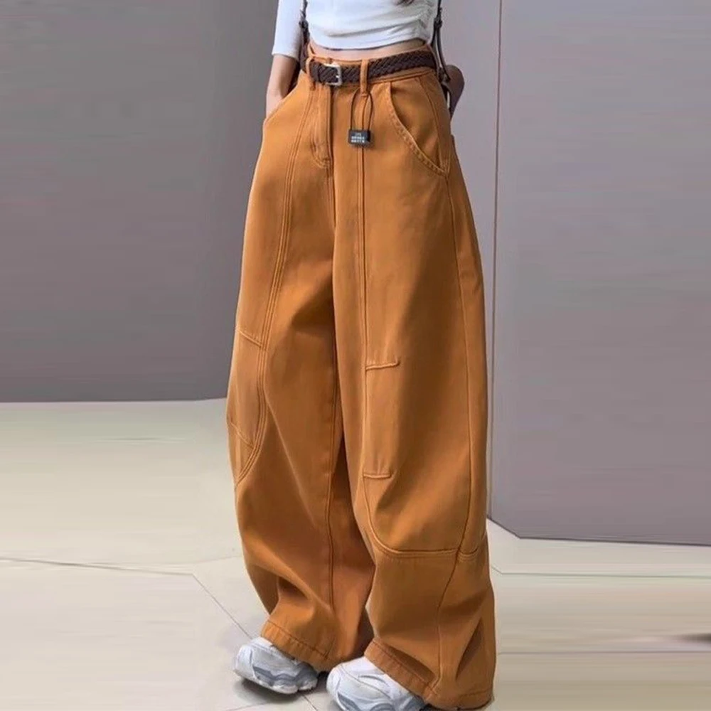 Orange jeans women's spring 2026 new unique super good-looking American thin commuter wide-leg scimitar pants