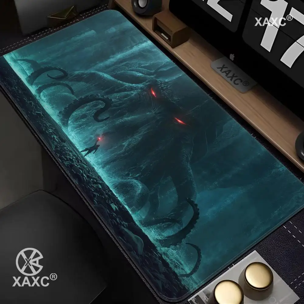 Classical Horror Cthulhu Giant Sea Monster Mouse Pad Large Keyboard Mouse Desk Pad Non-Slip Rubber Gaming Mouse Pad HYBXXC