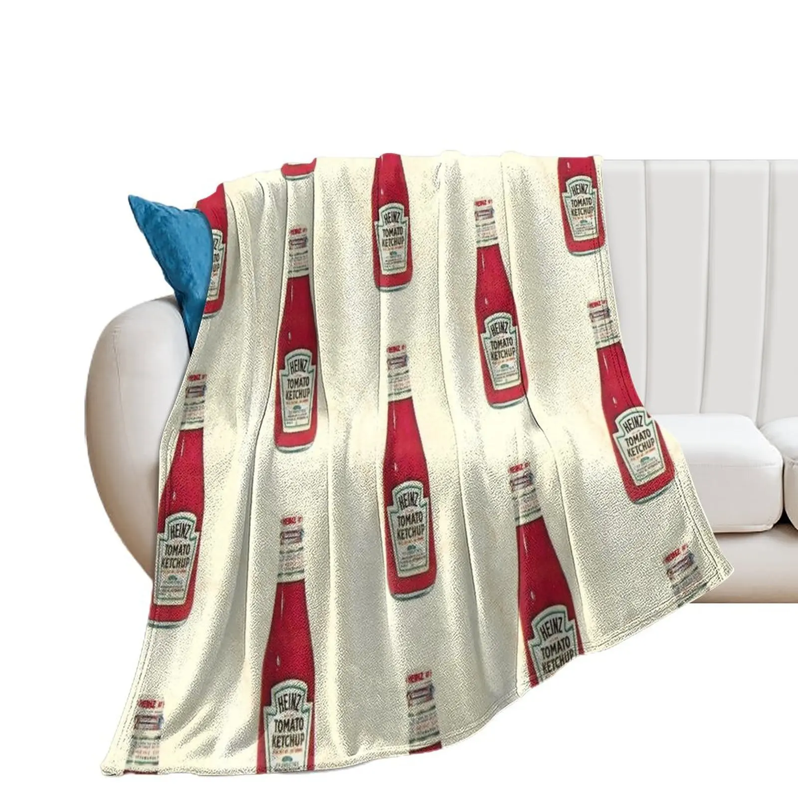 

Halftone image of ketchup (catsup) Tomato Ketchup bottle Throw Blanket Decorative Throw Plaid Blankets