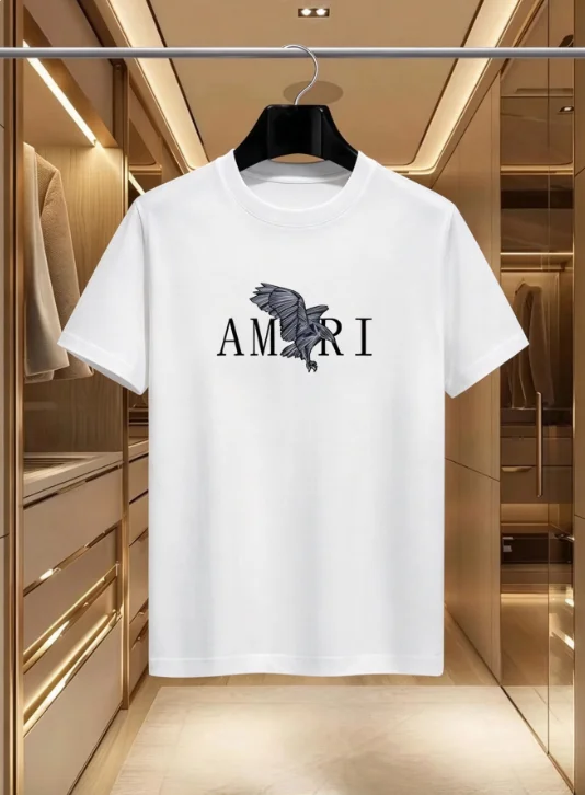 2026 new Streetwear Casual Tee Men Loose Fit Retro Flying Hawk Bird Print Cotton Top