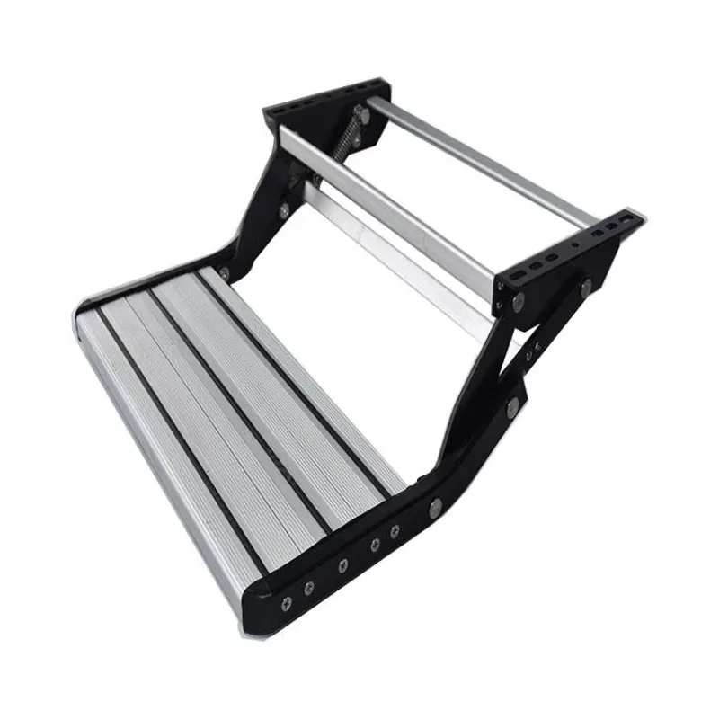 High Strength Carbon Steel RV Steps 21.6 Inch Folding Manual Camper Steps Single Drop Down RV Stool, 440Lbs Capacity