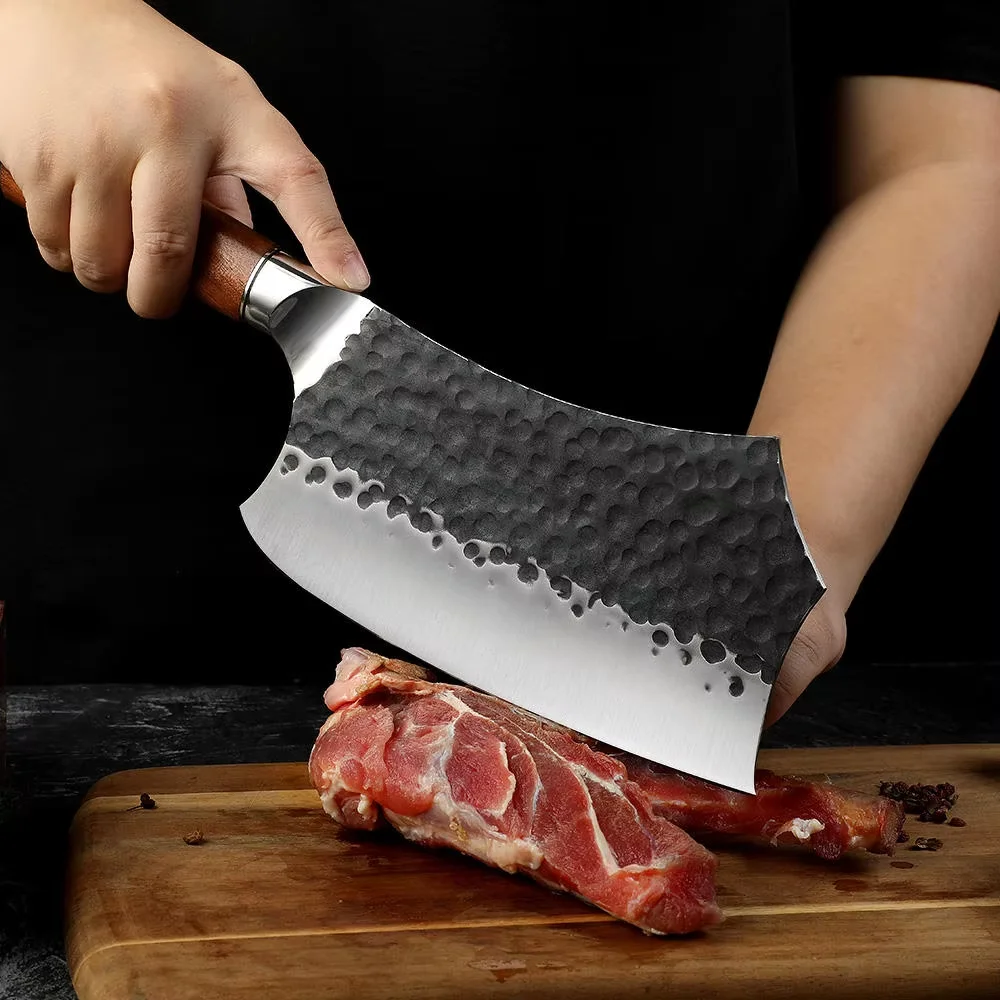 Chinese Knives Stainless Steel Forged Log Handle 5cr15mov Chef Knife Cleaver Boning Broadsword Kitchen Cutlery