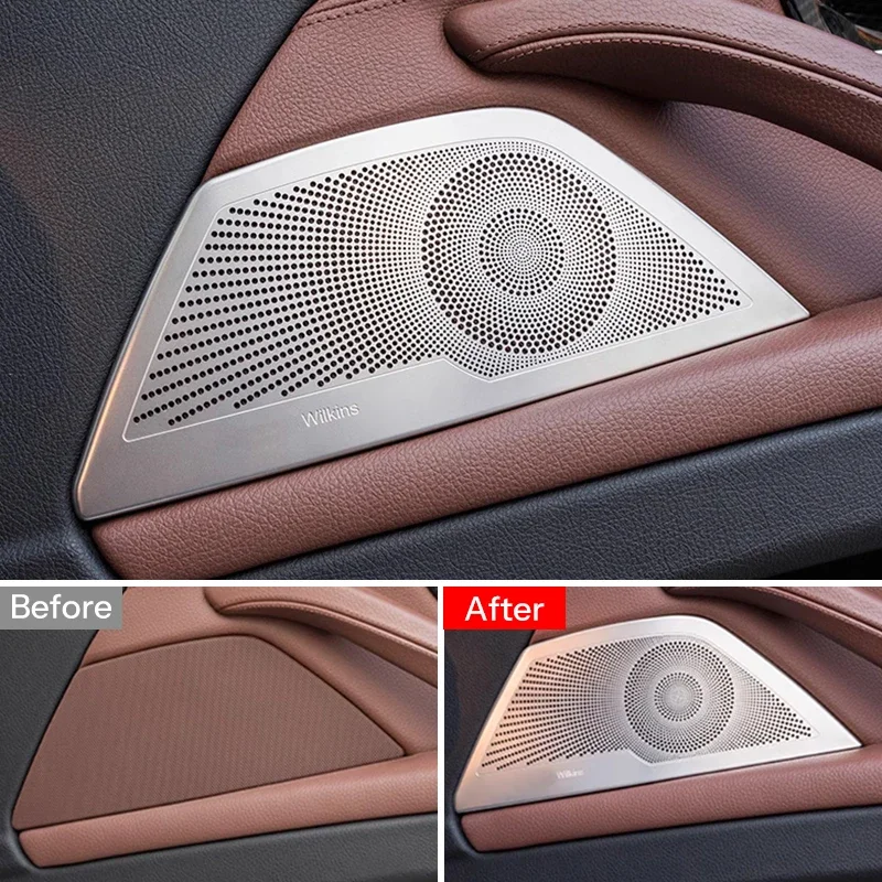 For BMW 5 Series F10 F11 2011-2016 Stainless Steel Cars Front Door Stereo Panel Speaker Decorative Cover Interior Accessories - view 6