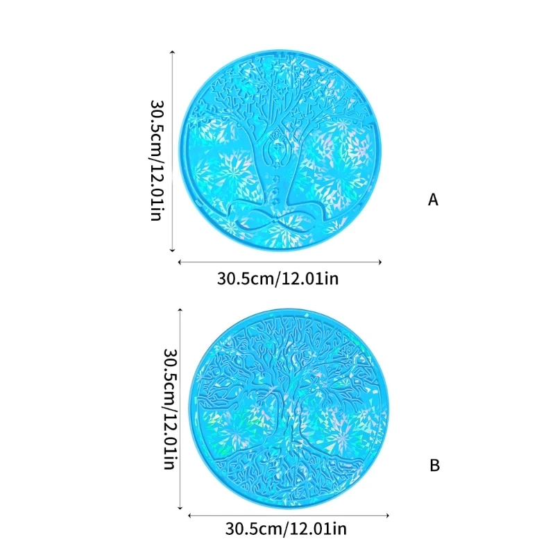 YUYU Durable Silicone Mold Life Tree Figurine Mould Round Epoxy Resin Molds Holographics Wall Pendant Jewelry Tool for DIY