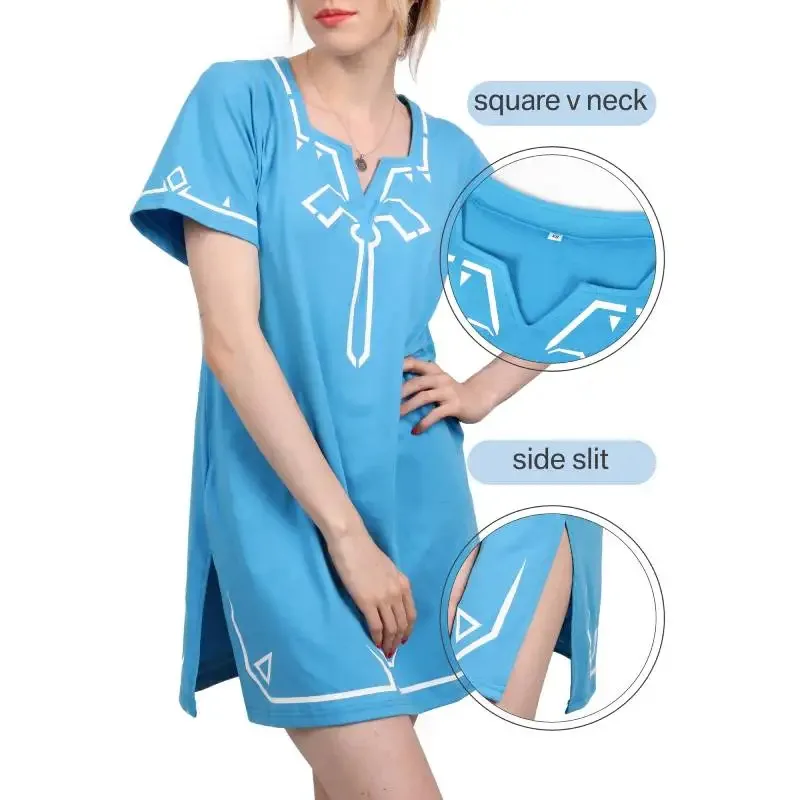 DAZCOS เกมอะนิเมะเสื้อคอสเพลย์เครื่องแต่งกาย Carnival ฮาโลวีนเครื่องแต่งกายผู้ใหญ่ผู้หญิง Hero Tunic Link คอสเพลย์เสื้อสีฟ้าชุด