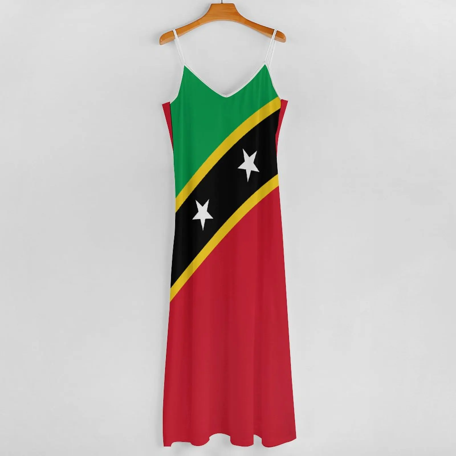 Long Dresses Dress Saint Kitts And Nevis Flag Print New Casual Sleeveless Women's V-Neck Printed Dress Swing Retro Dresses