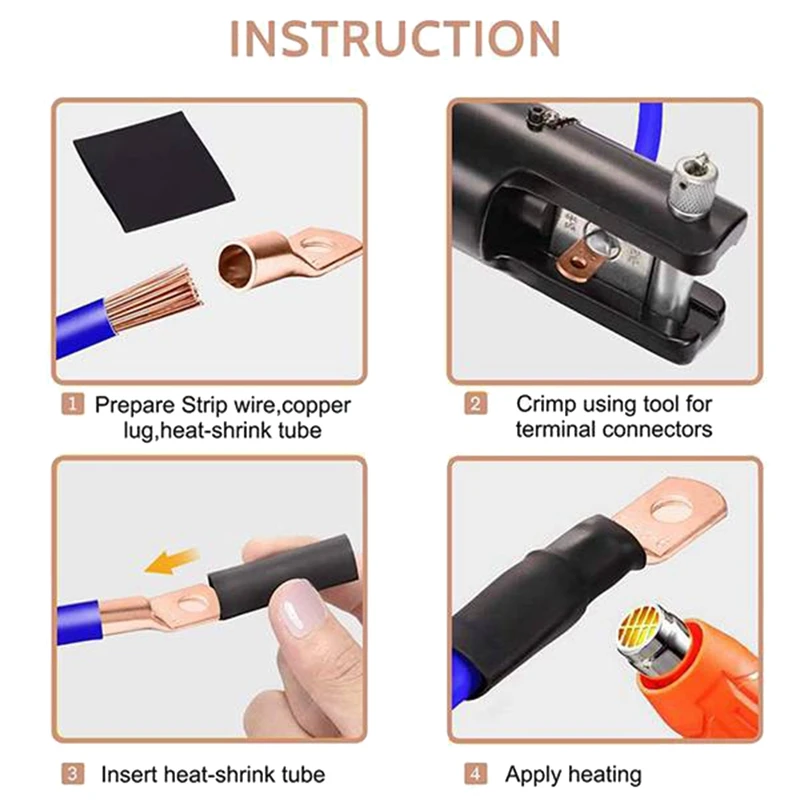 150 Stuks Terminal Connectors, Koperdraad Lugs, Gebruikt Op AWG12-10 8 6 4 2 Kabel, 64 Stuks Batterij Lugs Uiteinden, 86 Stuks Krimpkous