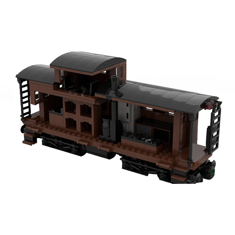 MOC Brown Wagon Tanker Boxcar Railway Freight Train Building Block Kit Cargo Carriage Vehicle Car Brick Model Toy Kids Gift