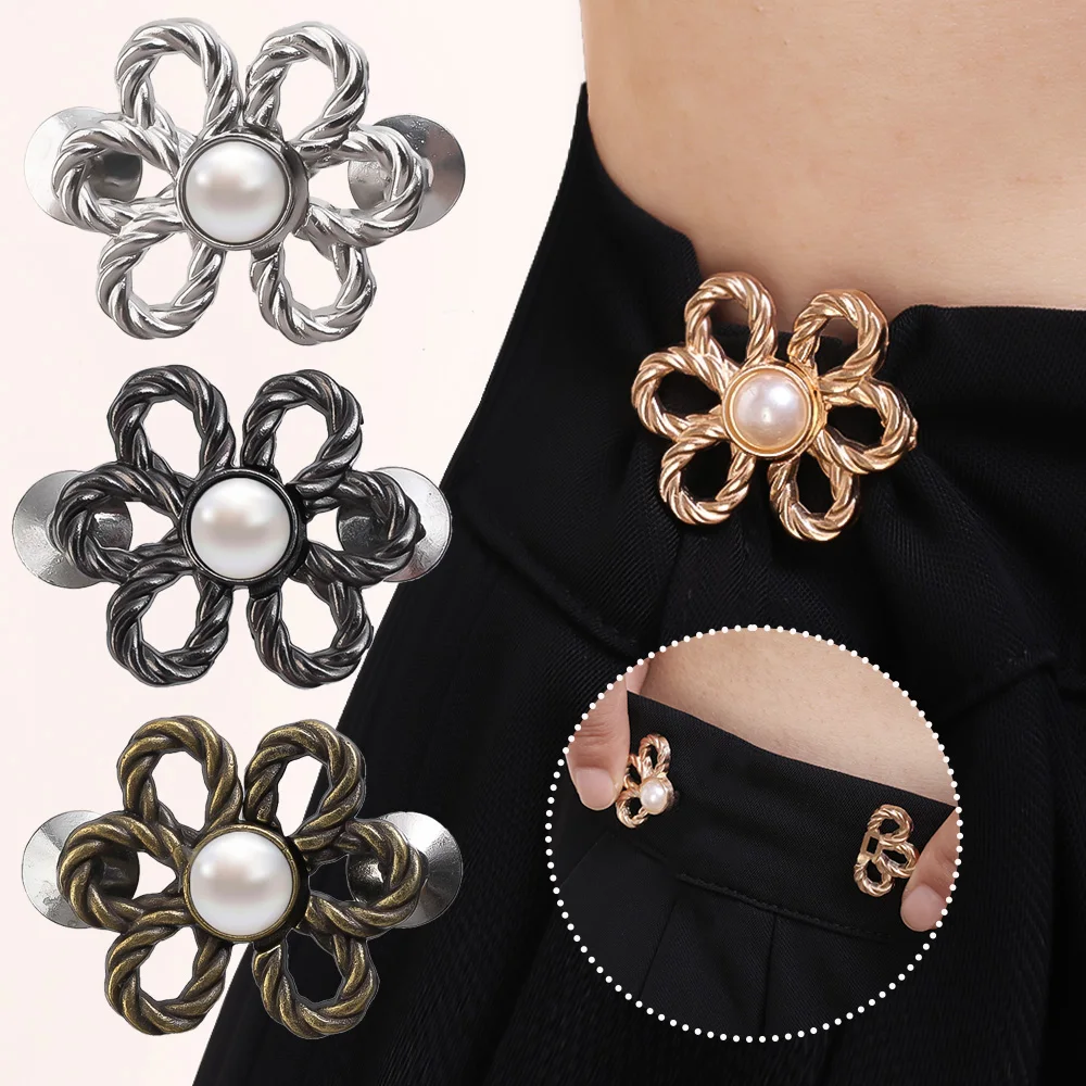 

Six-petal Flower Waist Buckle Petal Butt Buckle Flat Bottom Removable Nail-free Seam-free Button Waist for Women and Girls