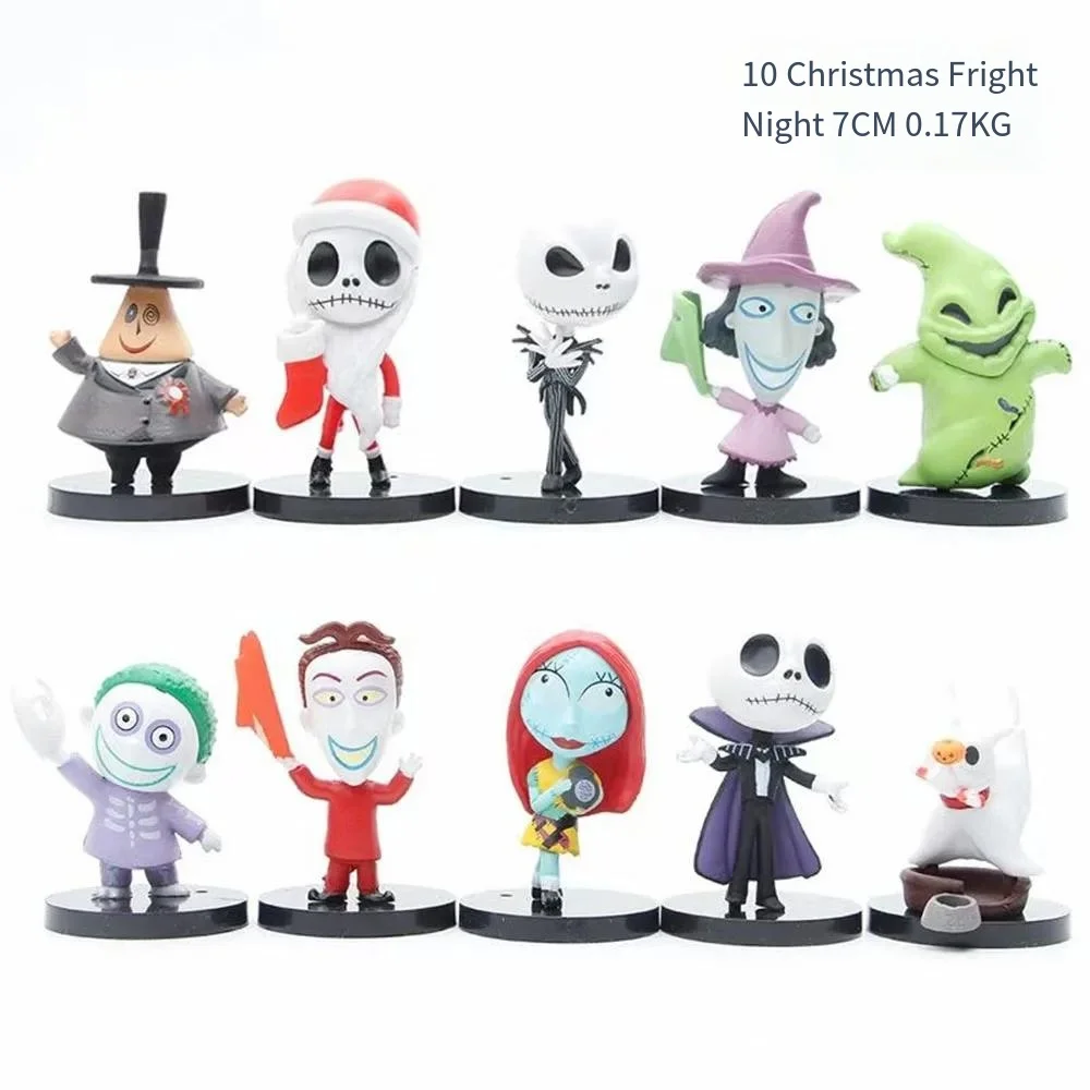 

10 Pcs/Set The Nightmare Before Christmas Jack Sally Zero Lock Action Figure Statue Car Ornament Desktop Decor Accessories Gift