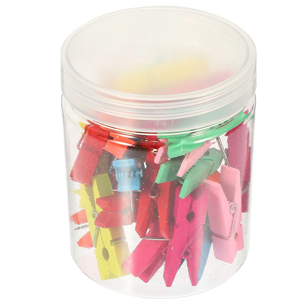 

50pcs Wooden Clip Thumbtack Push Pins Smooth Rounded Corners Multiple Colors Craft Paper Clips Bulletin Board Decorations