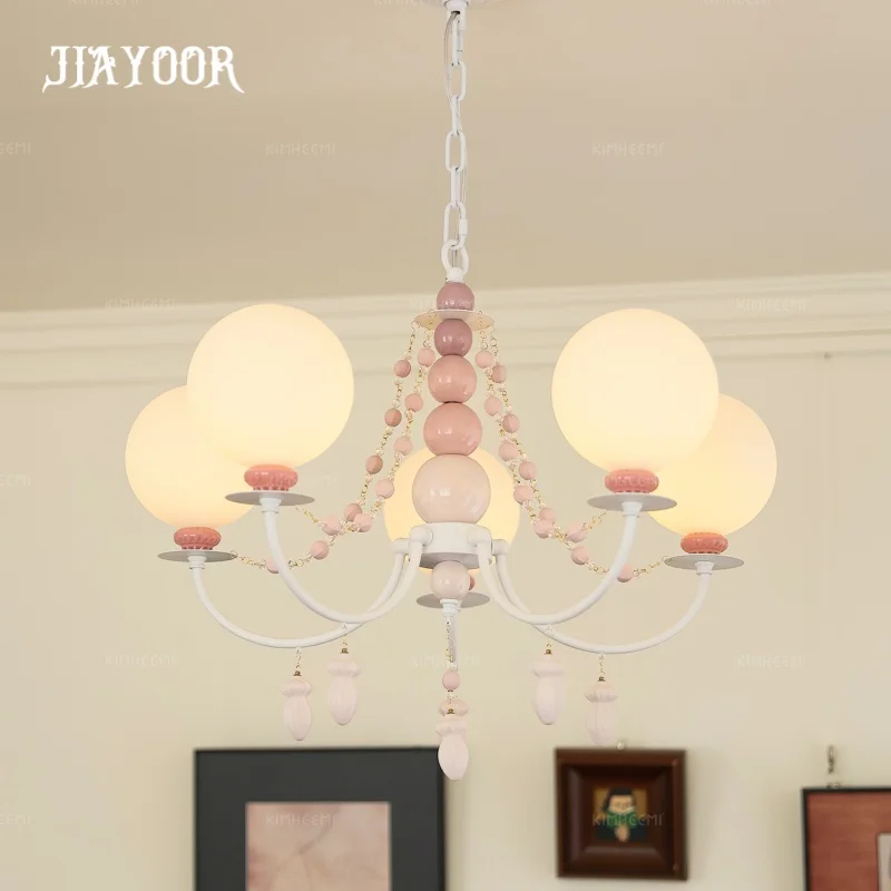 

French Cream Wind Children's Room Pendant Light Creative Master Bedroom Light Colorful Ceramic Premium Study Light Fixture LED