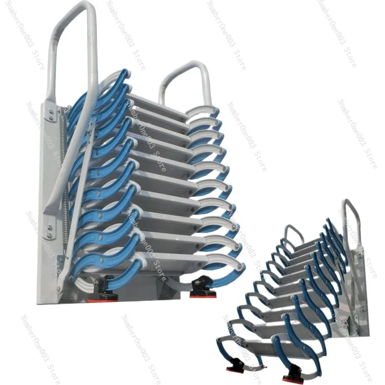 Wall Hanging Telescopic Stairs Loft Duplex Villa Folding Ladder Lifting Large Handrail Fire Indoor And Outdoor Extension Ladder
