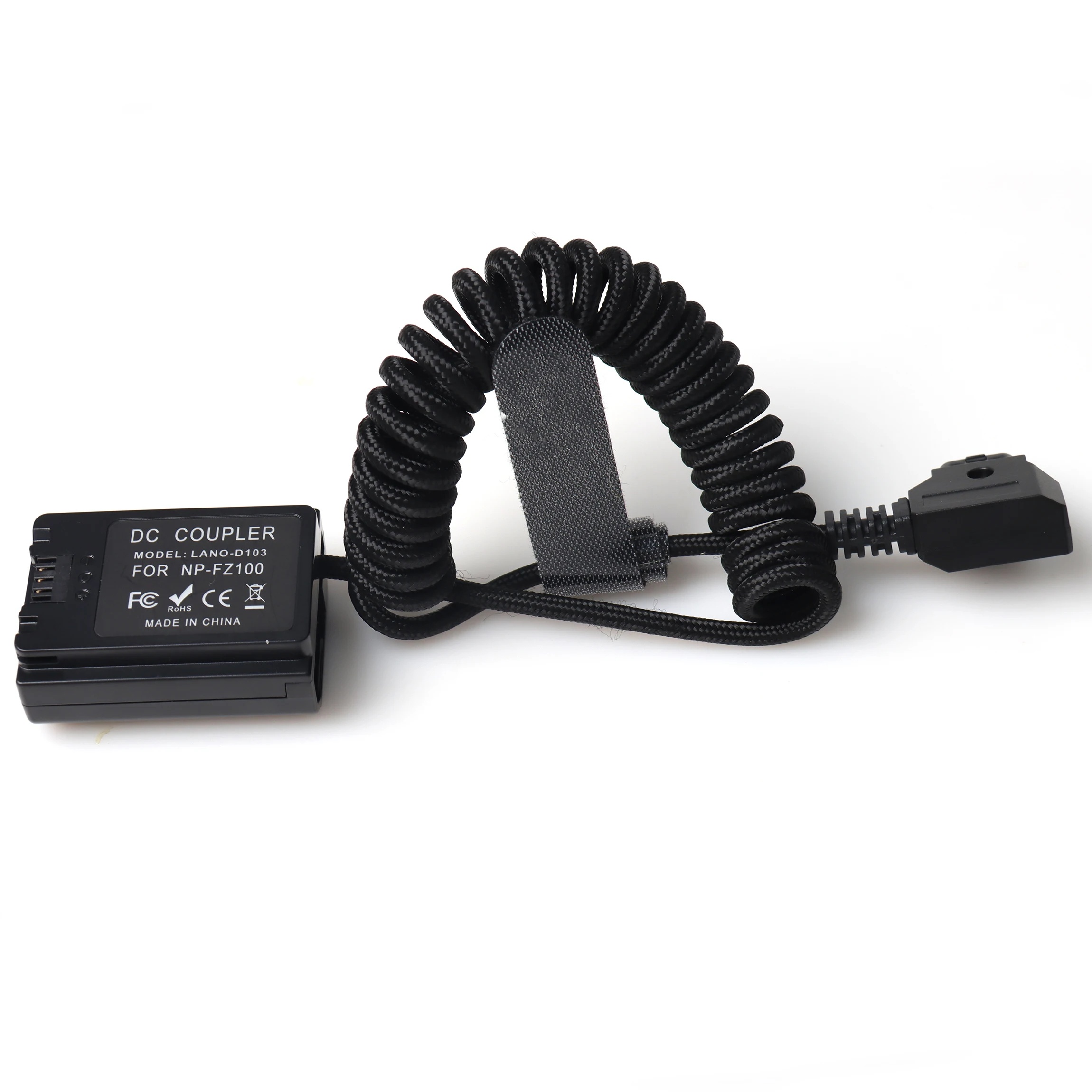 

D tap to FZ100 Dummy Battery Coiled Power black Coiled Power Cable Nylon Braided Durable for Sony A7/FX3/FX30+More