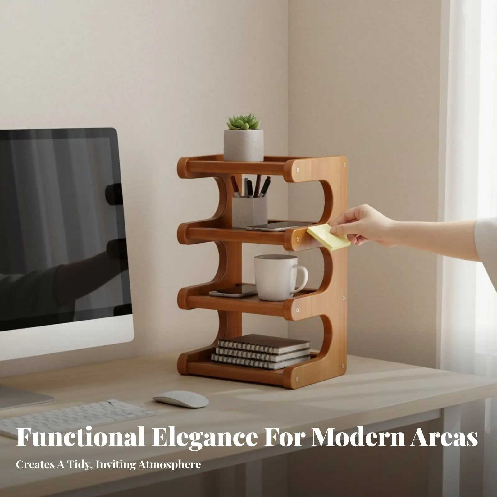 Twotier Shelf Multitier Desktop Organizer Space Saving Vintage and Aesthetic for Office Workers, Students, Desk, Study Room