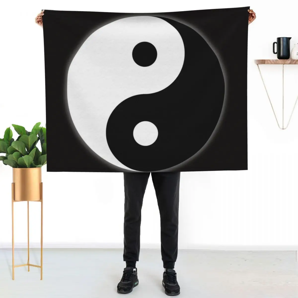 Ying Yang Taoist symbol Throw Blanket couch cozy soft plush fuzzy picnic outdoor blanket