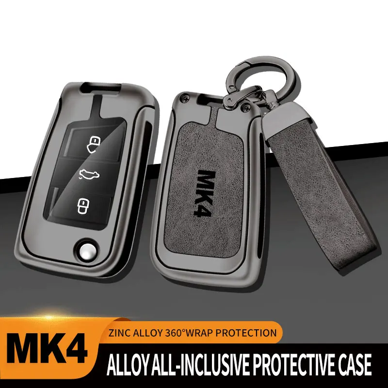 Car Zinc Alloy Key Case Suitable for Volkswagen GOLF 4 MK4 Car Keychain Metal 3 Button Key Shell Accessories