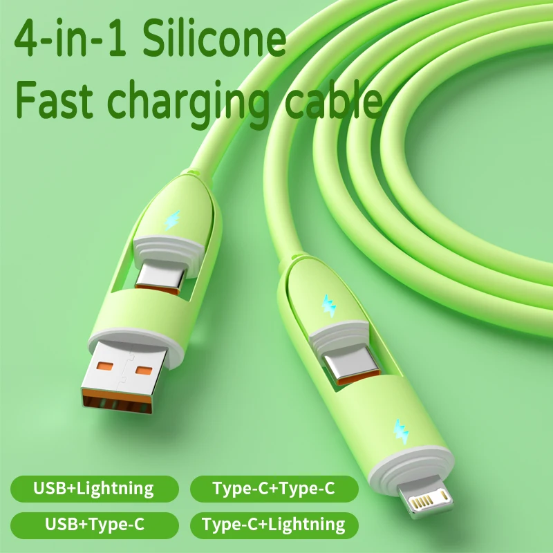 66-W-Ladekabel Vier-in-Eins-PD-Liquid-Tablet-Flash-Laden Geeignet für iPhone, Huawei, Xiaomi Schnelllade-Datenkabel