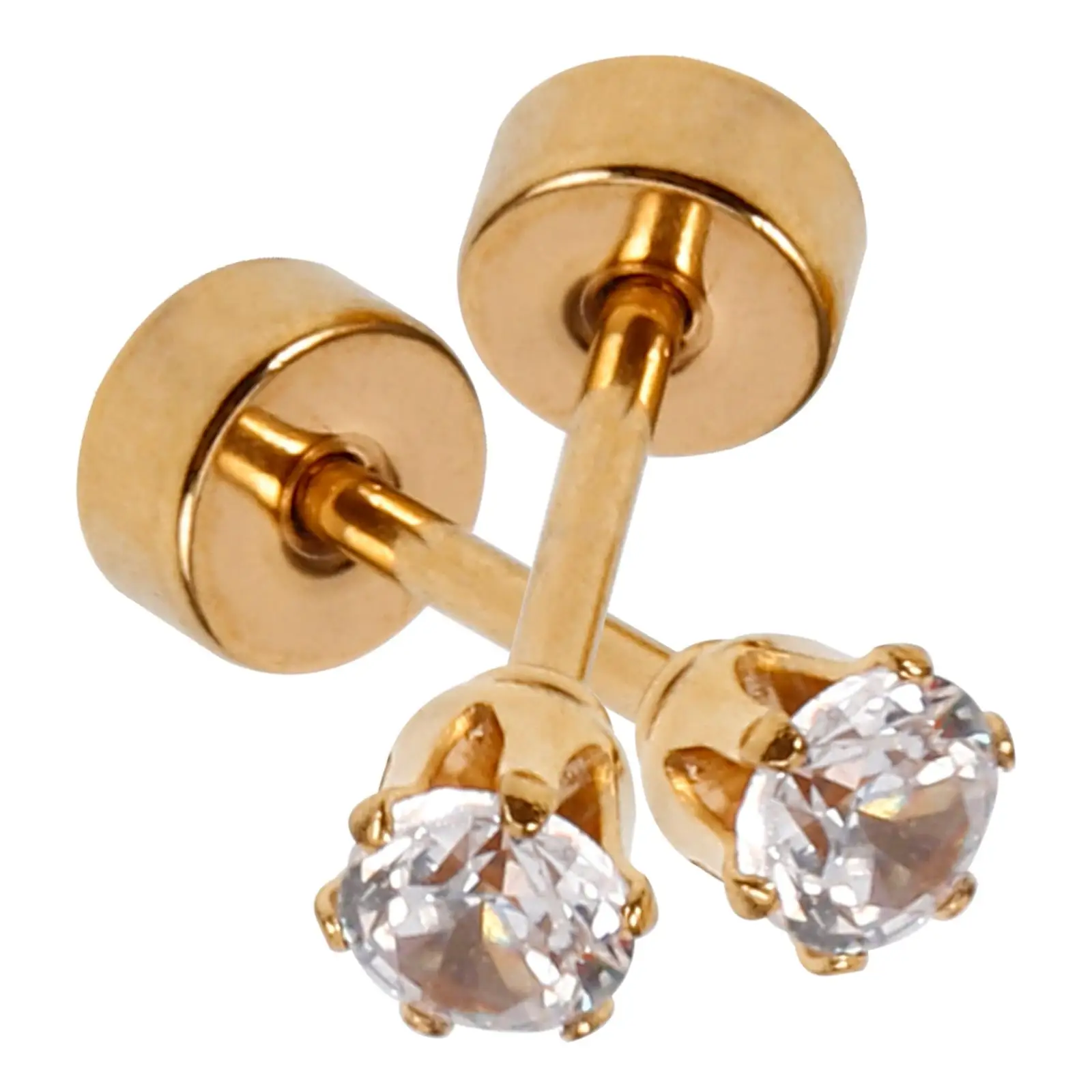 

Plated Rhinestone Stud Earrings 3mm White Zircon Puncture Jewelry for Women Men Fashion Party Wedding Gifts