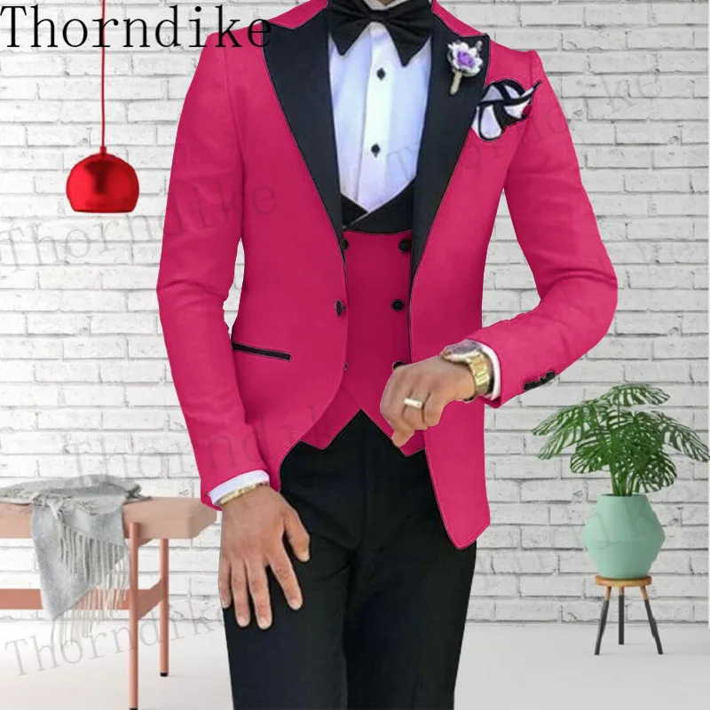 

Thorndike New Fashion Male One Button Blazers For Party Prom 3 Pcs Jacket/Vest /Pants Groom Wedding Suits Peaked Lapel Mens