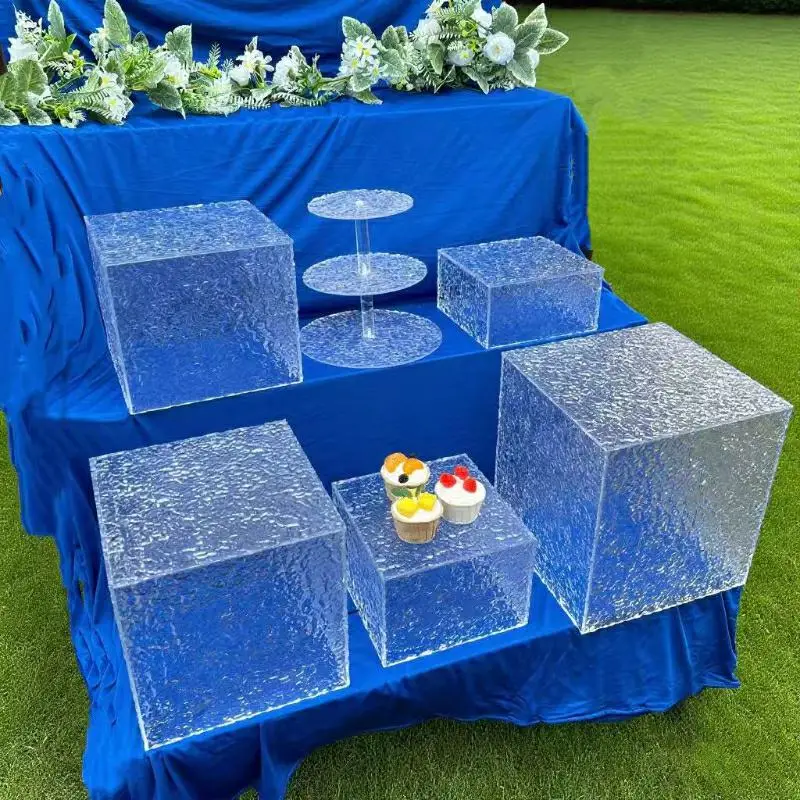 Wedding Birthday Cake Rack Buffet Candy Sweets Holder Water Ripple Dessert Column Cupcake Table Centerpieces Display Stand 6pcs