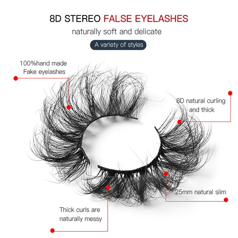 Mixed and match of 20 pairs of 9 style Natual flexible strong and duable Fluffy False lashes extention with customzied