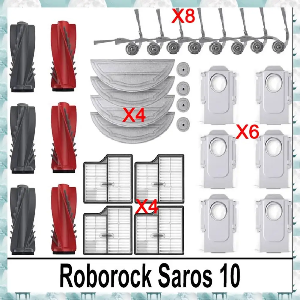 

Caci For Roborock Saros 10 Accessories Main Roller Side Brush Hepa Filter Mop Cloth Dust Bag Robot Vacuum Cleaner Parts