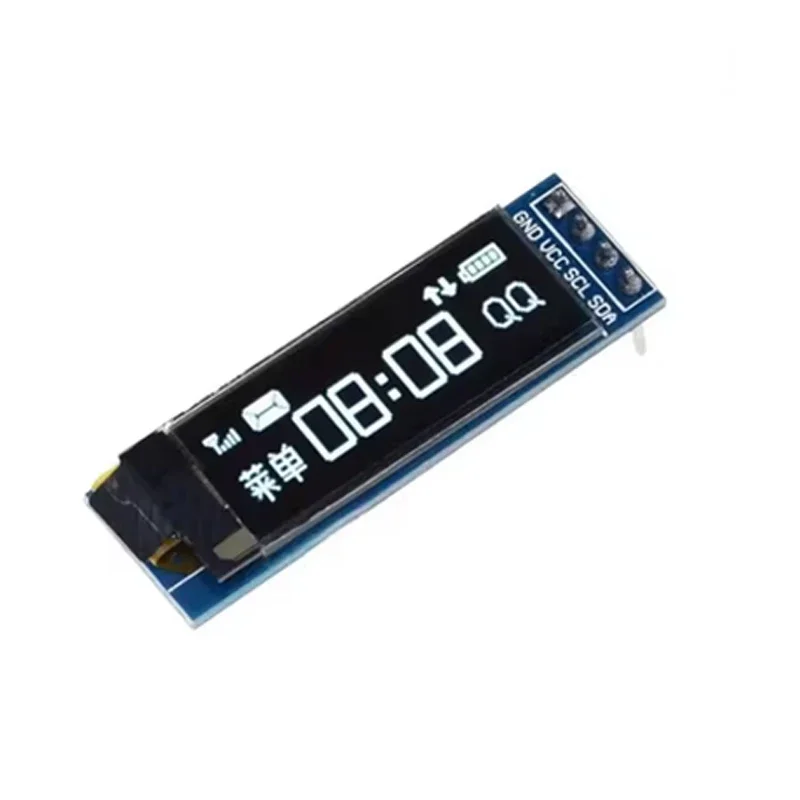 رؤوس OLED مقاس 0.91 بوصة، تتضمن رؤوس OLED مقاس 0.96 بوصة، شاشة 128 × 64 I2C، واقي مطلي مسبقًا، أبيض وأزرق، فردي