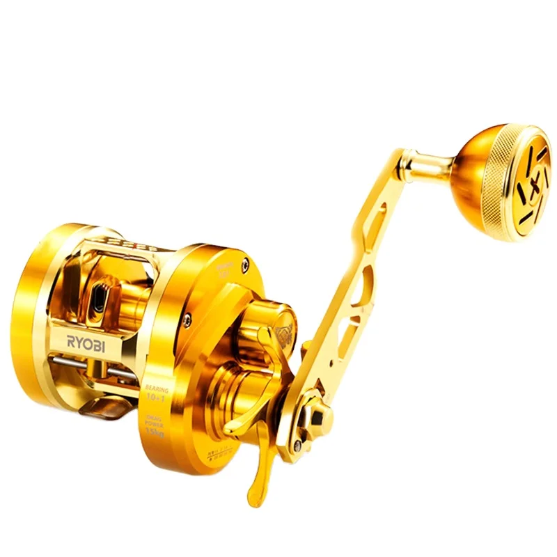 

RYOBI JAPAN METAL Lever Drag Fishing Reels 11BB 15KG LIGHT JIGGING BOAT REEL BAIT Trolling Round Reel