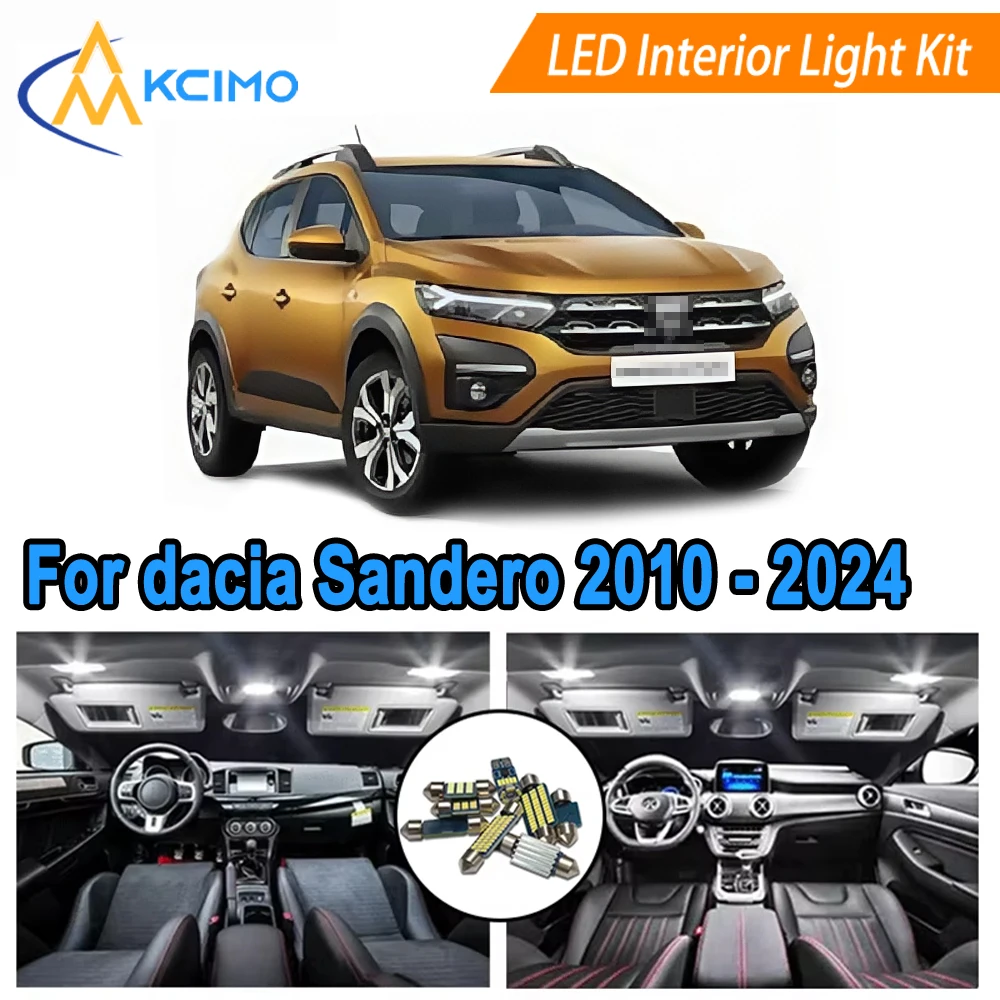 LED Interior Light Kit Set For Dacia Sandero Stepway 2010-2024 Models - Dome Map Door Courtesy Lights 2-Colors