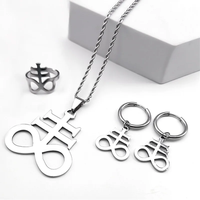 Women's Stainless Steel Satan Cross Jewelry Set