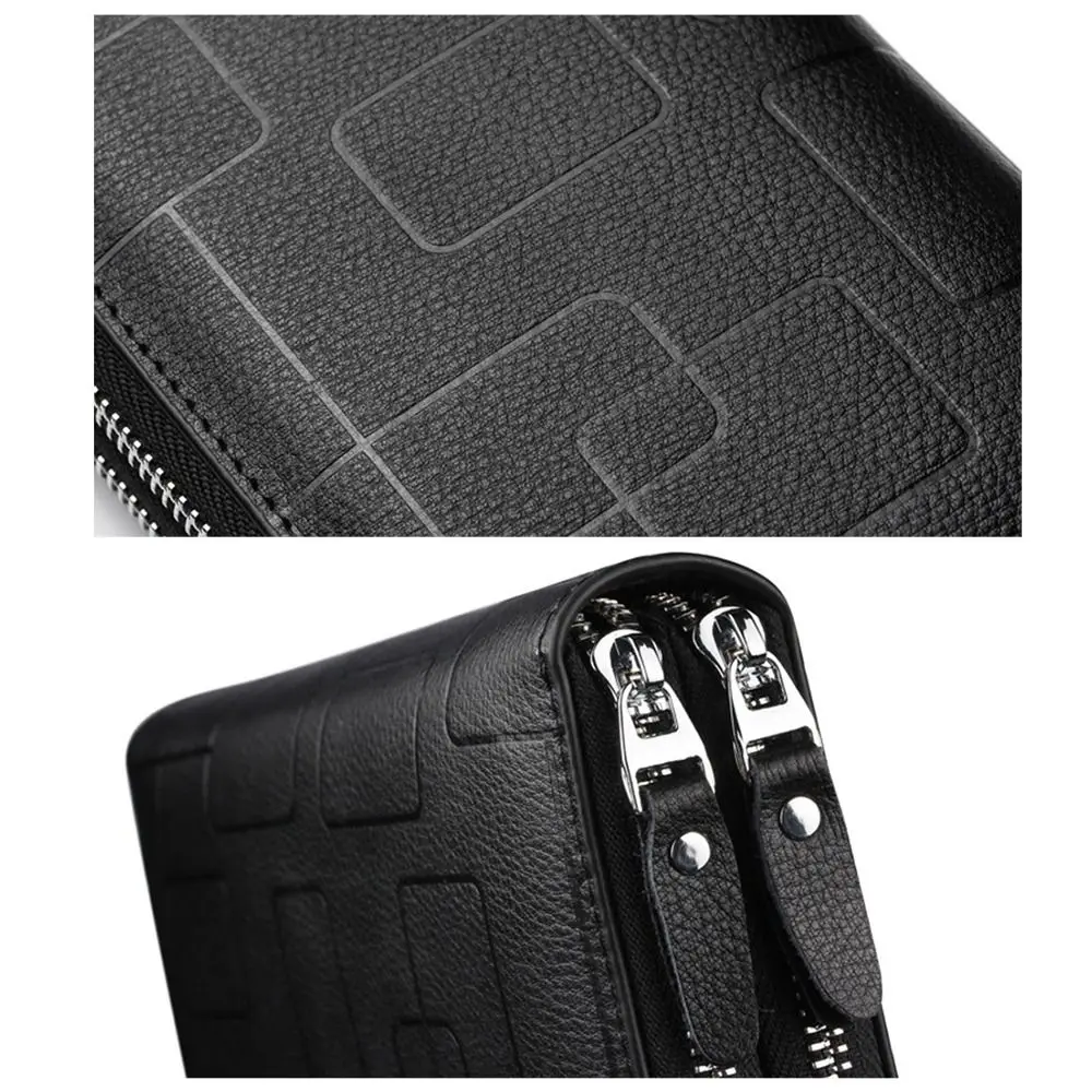 Fashion Large-capacity Genuine Leather Wallets Multi-card Slot Business Clutch Phone Bag Simple Coin Purse Men