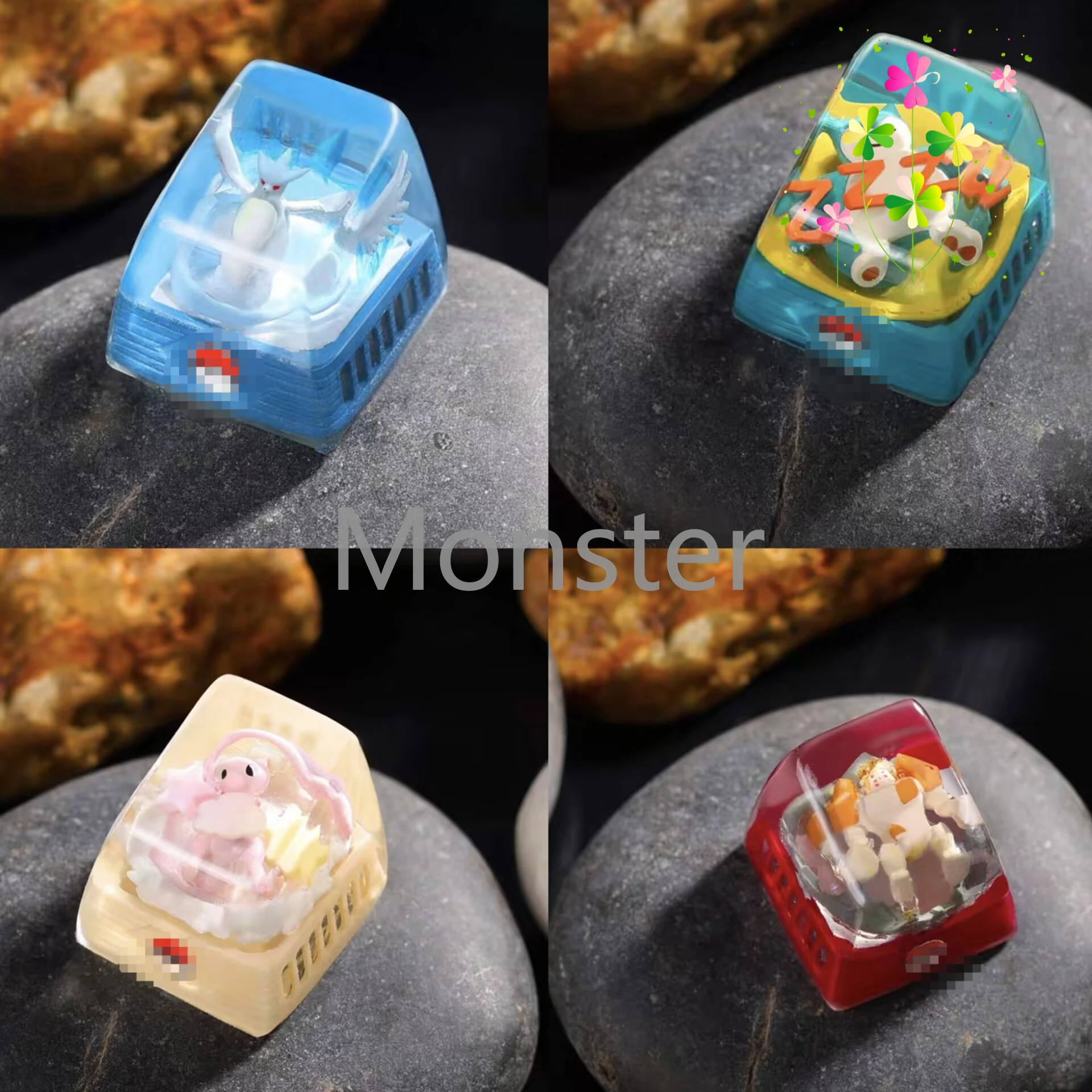 ptcg-pokemon-anime-personnage-keycap-clavier-mecanique-resine-transparent-keycap-jigglypuff-regice-ronflex-regirock-mew-cadeau-jouet