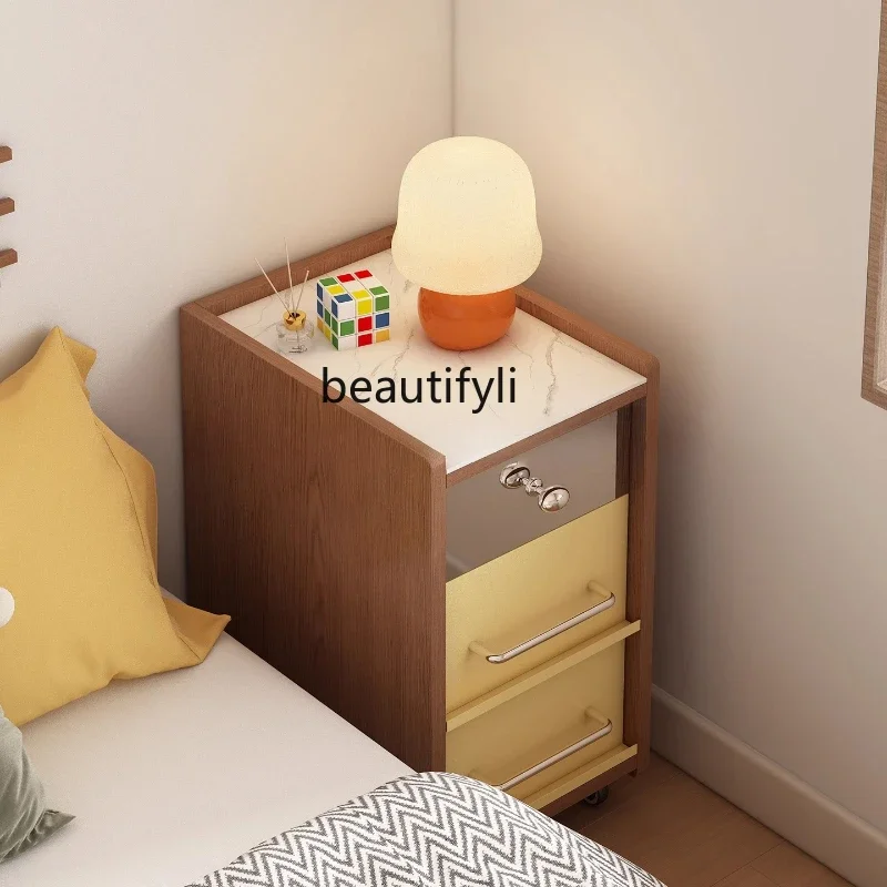 Extremely Narrow Bedside Table Small Bedroom Bedside Storage Cabinet Side Cabinet Solid Wood