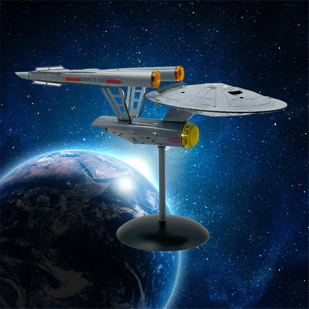 1:1000 Model Metal Aircraft Enterprise with Night Light Starship Flying Saucer Ornaments Collectible Model Decor Boyfriend Gifts